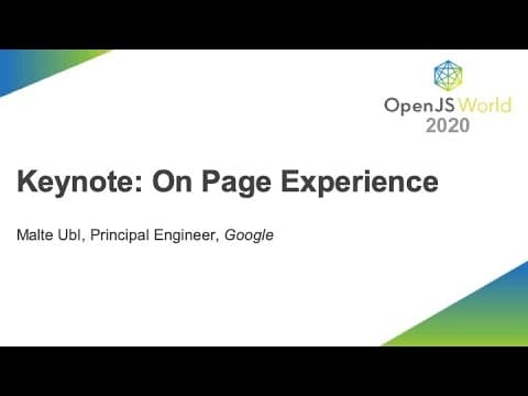 Keynote: On Page Experience - Malte Ubl, Principal Engineer, Google