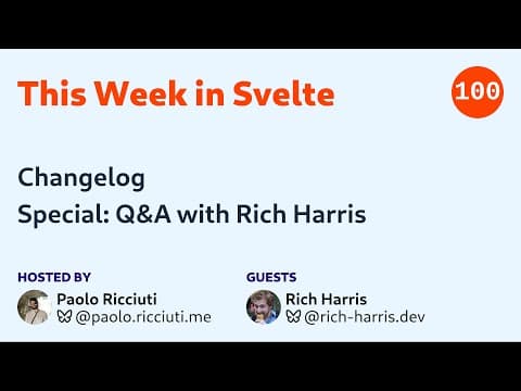This Week in Svelte, Ep. 100 — Changelog, Q&A with Rich Harris